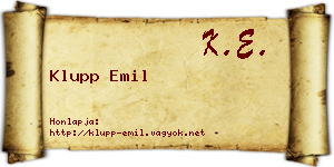 Klupp Emil névjegykártya